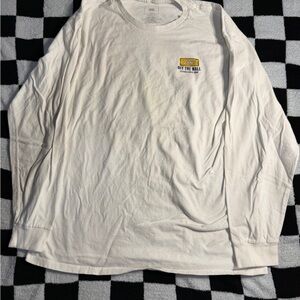 VANS Men's Large Classic Fit Long Sleeve T-Shirt White Skeleton Flames Graphic